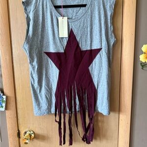Stella McCartney Gray and Red Sleeveless Tee